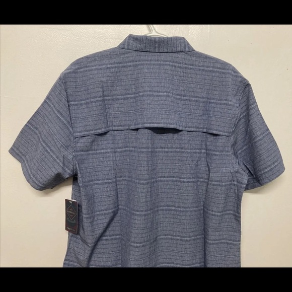 Flag & Anthem Mens Plaid Shirt Button Up Medium Blue Navy Stretch Lightweight - Picture 5 of 13